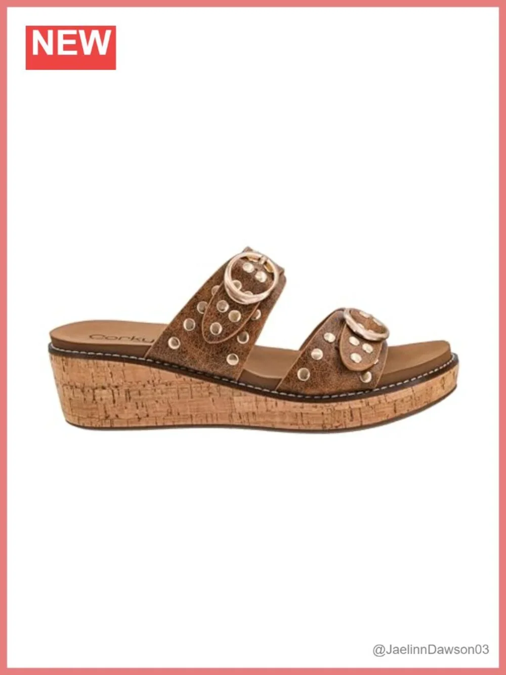Corkys Wedge Sandals 2-Inch Heel Adjustable Buckle Straps Stud Embellishments